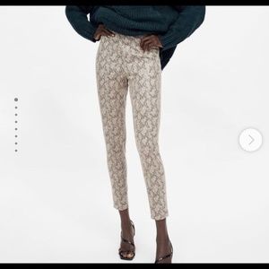 Zara Faux Snakeskin Suede Print Textured Leggings - S